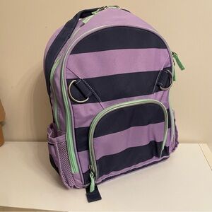 Striped Backpack with Green Accents
